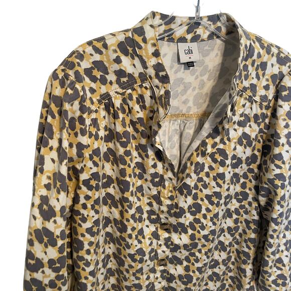 Cabi Providence Shacket Women's Medium Yellow Leopard Print Shirt Jacket 5854 - Picture 3 of 10